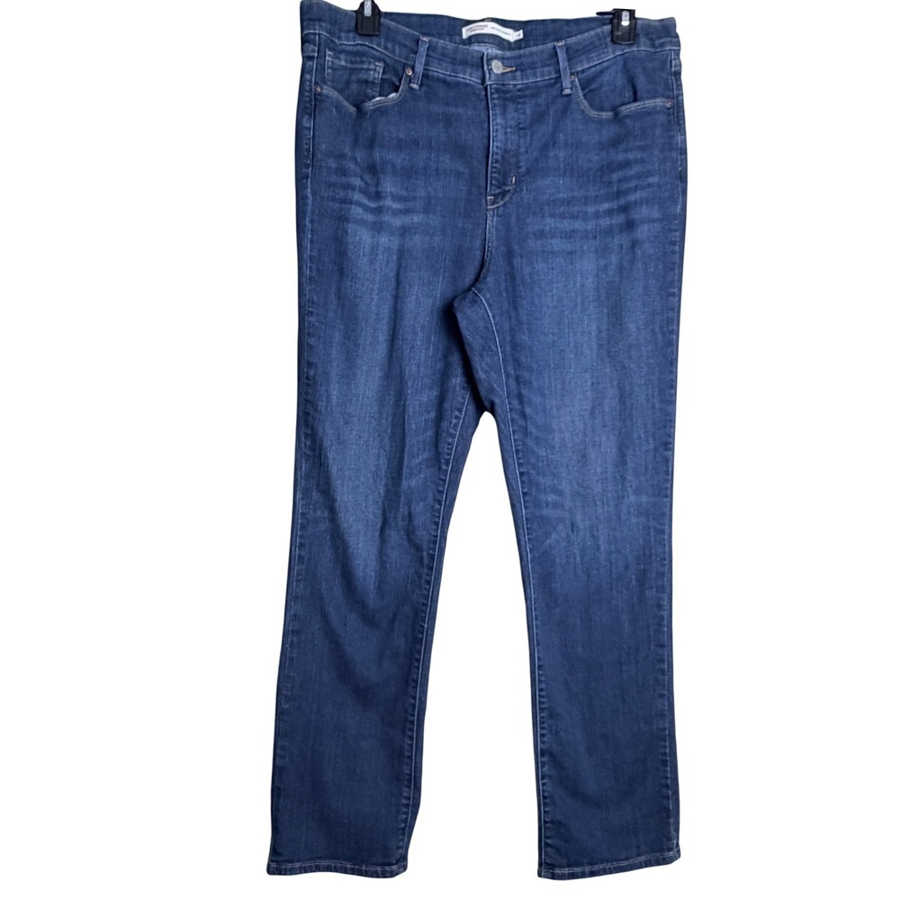 Levi Strauss Signature Jeans 18 Blue Plus Mid Rise Straight Leg Stretch Denim